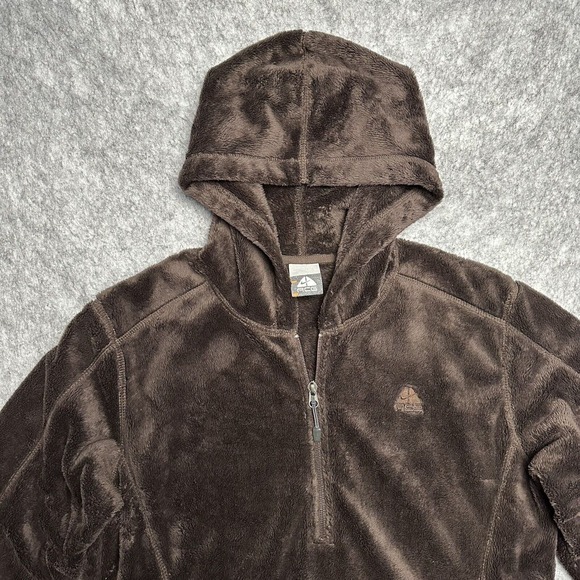 Nike ACG 1/4 Zip Pullover Fleece Jacket Hoodie‎ Brown Womens Sz LG - Picture 2 of 12